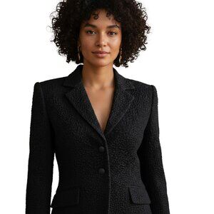 GIORGIO ARMANI 90s Faux Persian Curly Lamb Silk Blazer 40 6 8 Jacket Textured